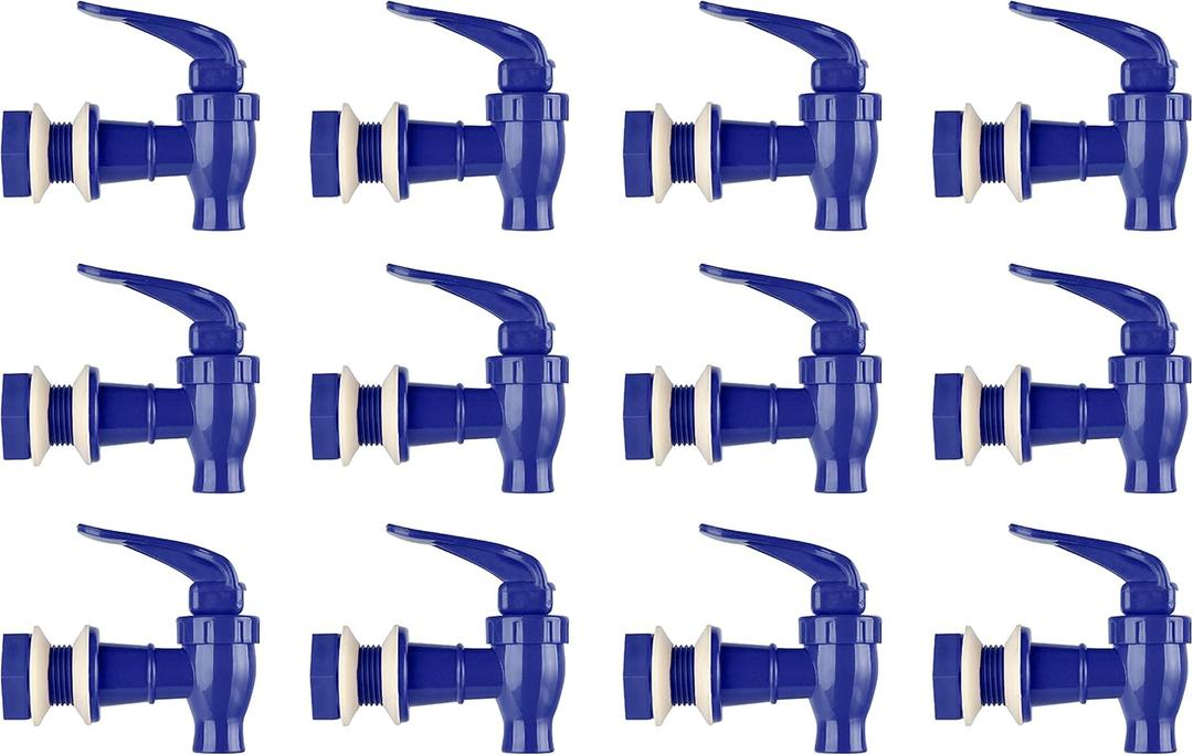 Brio Water Dispenser Replacement Valve 12 Pack Cooler Faucet Spigot for Beverage Dispensers, Crocks, Coolers, and More BPA-Free Food Safe Material (Navy Blue)