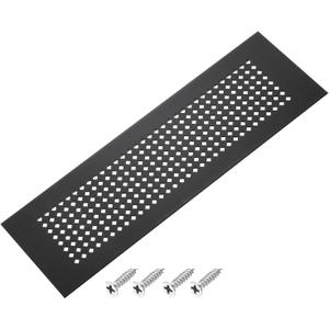 PATIKIL 14 x 3 Inch Door Air Vent Cover, Aluminum Grille Ventilation Cover Louvered Diamond Hole with Mounting Screws for Cabinet Wardrobe Door, Black