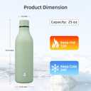 Insulated Water Bottle with Strap,25 oz Double Wall Stainless Steel Vacuum Bottles Metal Water Flask,Macaron Green