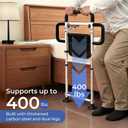 Height Adjustable Bed Rail for Elderly Adults, Adjustable Bed Assist Rail with Nonslip Grip, Folding Table & Storage Bag, Bed Assist Bar for Seniors, Post-Op & Pregnant Users, Fits Most Bed Sizes