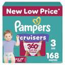 Amazon.com: Pampers Diapers - Cruisers 360 - Size 3, 168 Count, Babyproof, up to 100% Leakproof Pull-On Diaper 