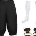 Victorian Century Colonial Costume Set for Men Renaissance Pirate Halloween and Victorian Styles (Black, XL)