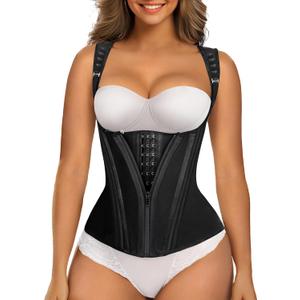 SHAPERX Waist Trainer Corset for Women Tummy Control Sport Girdle Hourglass Waist Cincher Body Shaper with Steel Boned (Medium, Black)