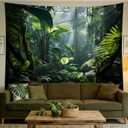QGHOT Jungle Tapestry Wall Hanging, Green, 78.7L x 104W