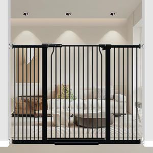 41" Extra Tall Baby Gate With Door, 40.6-54.7 In Wide Dog Gates for Doorways Stairs, Walk Through Large Pet Gate Indoor, Pressure Mounted Child Safety Gates for Kids Puppy Doggie Metal Black