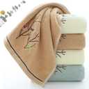 Pidada Hand Towels Set of 2 Embroidered Bird Tree Pattern 100% Cotton Absorbent Soft Decorative Towel for Bathroom (Brown)
