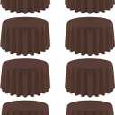 8 Pack Round Tablecloth 120 Inch Cloth Brown Tablecloth for Round Tables, Washable Polyester Table Cloth Stain and Wrinkle Resistant Decorative Table Cover for Wedding Party Dining Banquet