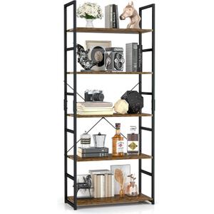 OTK 5 Tier Bookshelf, Tall Bookcase, Office Shelf Storage Organizer, Modern Book Shelf for Living Room, Bedroom, and Home Office, Vintage