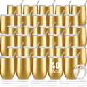 Sieral 40 Pack Insulated Wine Tumblers Bulk 12oz Stainless Steel Wine Cups with Lids & Straws, Double Wall Vacuum Coffee Tumbler for Wedding Party, Employee Teacher Nurse Gifts(Champagne Gold)