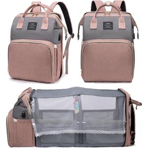 houscly Diaper Bag Backpack with Changing Station: Pink Baby Bags for Girls Boys New Mom Gifts Paaleras Para Bebe Baby Girl Newborn Essentials Must Haves Baby Shower Gifts Baby Registry