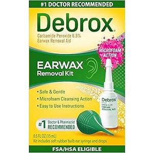 Debrox Ear Wax Removal Kit, Bulb Syringe & 0.5 Fl Oz Ear Wax Removal Drops with Carbamide Peroxide, Pack Of 2, EXP. 2027-03