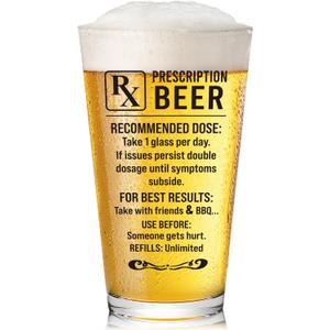 2 x Beer Glasses 16oz Birthday Gift for Dad Husband Brother Boyfriend Grandpa (EXP 08/22/29)