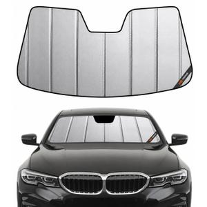 Pigenius Custom Fit Windshield Sunshade for BMW 3 Series Sedan & M3 2019-2022, Fits 330i 330e M340i M3, Premium Grey Leather Finish