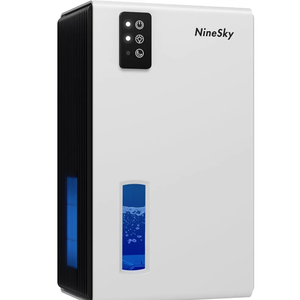 NineSky Dehumidifier for Home, 95 OZ Water Tank, (1000 sq.ft) Dehumidifiers for Bathroom Bedroom Basement with Auto Shut Off,7 Colors LED Light(White)