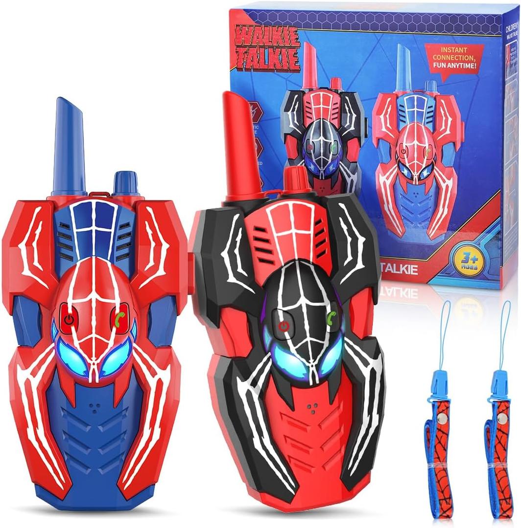 Spider Hero Walkie Talkies for Kids 2 Pack Indoor & Outdoor Toys for Boys Ages 3-8, Birthday Gift for Children, Fun Two-Way Radios for Playtime & Adventures
