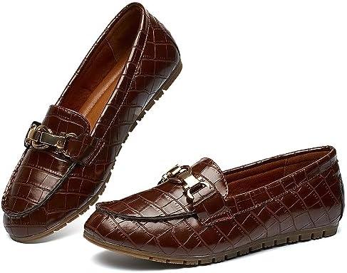 VERDASCO Women's Loafers Comfort Slip-Ons Flat Work Shoes Casual Moccasins Penny Loafers Lady Dress Shoes, Size -9