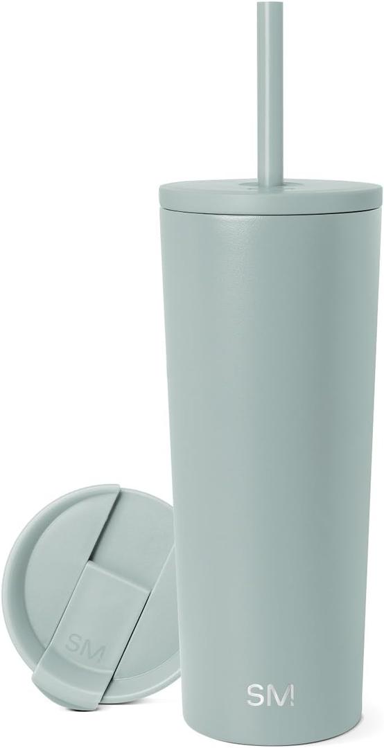 Simple Modern Insulated Tumbler with Lid and Straw | Iced Coffee Cup Reusable Stainless Steel Water Bottle Travel Mug | Gifts for Women Men Her Him | Classic Collection | 24oz | Sea Glass Sage