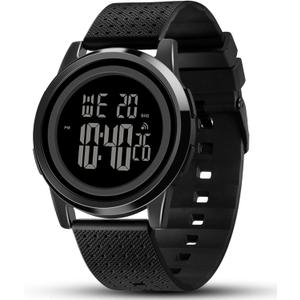 Mens Watch Ultra-Thin Digital Sports Watch Waterproof Stainless Steel Fashion Wrist Watch for Men Women (Black)
