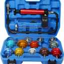 Radiator Pressure Tester Kit, Coolant Pressure Tester and Vacuum Refill Kit for Automotive Cooling System Water Tank Leakage Detection (Aluminum Alloy 15PCS)