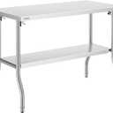 VEVOR Commercial Worktable Workstation 48 x 24 Inch Folding Commercial Prep Table, Heavy-duty Stainless Steel Folding Table with 772 lbs Load, Kitchen Work Table, Silver Stainless Steel Kitchen Island, Silver 