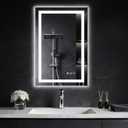 20"x 28" Led Mirror for Bathroom with Front Light and Backlit, Dimmable, 3 Colors Led Mirror, Memory Function, Anti-Fog, Led Vanity Mirror for Wall, Tempered Glass, Shatter-Proof