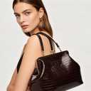Kisslock Bag for Women Kiss Lock Purses and Handbags Leather Kisslock Shoulder Purse Trendy Tote Bag