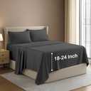 NON Sticky cotton 4 Piece King Extra Deep Pocket Sheet Set, 100% Egyptian Cotton, Soft and Breathable Bedding Sheets, Fits 18" to 24" High Mattress, 78" x 80", Dark Grey Solid