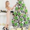 Zeyune 15 Pack Green Poinsettia Flowers Glitter Artificial Christmas Poinsettia Decor 5.5'' Plush Flowers Picks with Clips and Stems DIY for Xmas Tree Wreath Holiday Home Party Decor(Green Silver)