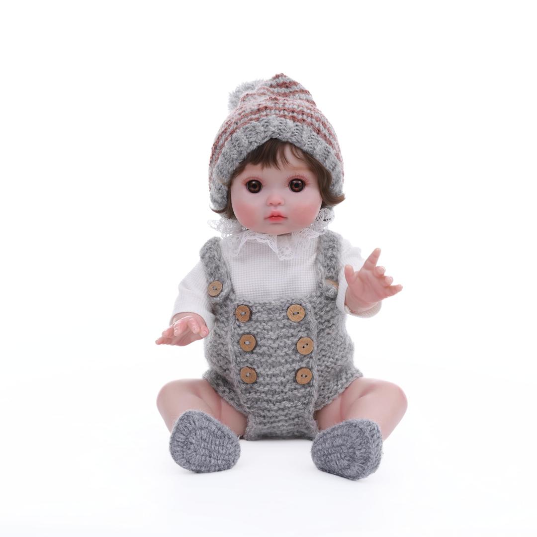 Cloveray Reborn Baby Doll, 18-Inch Realistic Newborn Baby Doll with Hand-Rooted Hair and Cute Sweater, Full-Body Vinyl Baby Dolls for 3+ Ages, Gifts, Collect