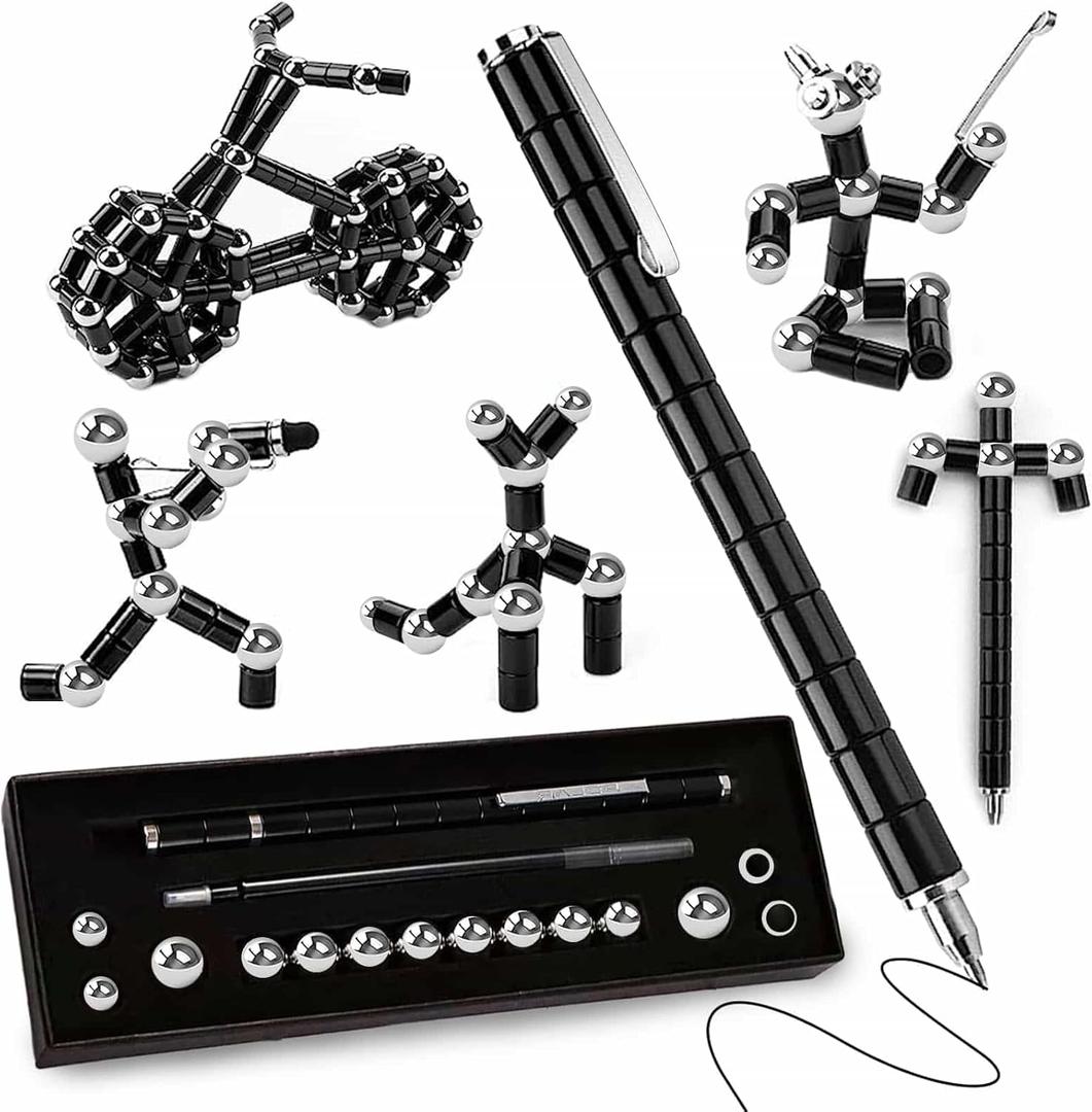 Fidget Pens Birthday Gifts For Men - Novelty Christmas Stocking Stuffers For Teen Boys, Unique Birthday Gifts For Young Men Women Him Her Teenage Boys Girls, Cool Gadget Stress Relief Toys For Adults (BLACK)