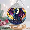 2 x Flying Dragon Stained Glass Orament - Christmas Ornament - Christmas Decorations for Tree - Holiday Present ldeas - Gift Exchange