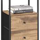 VASAGLE Nightstand, Side Table with 2 Fabric Drawers, 24-Inch Tall End Table with Storage Shelf, Bedroom, Camel Brown and Black ULGS025K50