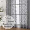 2 x Aiyufeng Extra Long Grey Sheer Curtains 96 Inches Long for Bedroom 2 Panels Set, Farmhouse Wavy Line Light Filtering Clip Jacquard Solid Voile Living Room Curtains, Dual Rod Pocket, 40" Wx96 L Inches