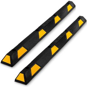 Pyle 72 Inch Heavy Duty Vehicle Rubber Car Parking Wheel Guide Stopper for Driveways, Parking Lot Spots, and Garages, Pack of 2, Black
