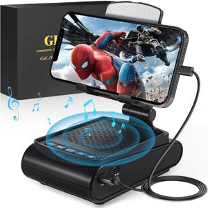 GLOPUS Birthday Gifts for Men, Cell Phone Stand with Wireless Bluetooth Speaker, Mens Gift for Birthday Gifts for Him Husband Boyfriend, Dad Gifts for Fathers Day, Cool Gadgets for Men (Large, Black)