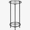 CASIMR Plant Stand Indoor Outdoor, Metal Rustproof Flower Shelf 2 Tier 23.9 inch, Tall Multiple Plant Pot Holder Rack for Garden Patio Living Room Corner Balcony, 2 Pack Black