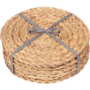 Dehaus® Round Placemats - Set of 30, 30cm Water Hyacinth Table Mats - Luxury Quality Woven Wicker Table Place Mats - Natural Handmade Wooden Seagrass Kitchen Dining Accessories
