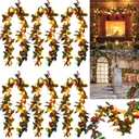 6 Pcs Christmas Garland with 30 LED Lights 36 ft Berry Artificial Garland Warm LED Christmas Decorations Xmas Green Table Decor for Indoor Outdoor Fireplace Stairs Mantel Door Holiday