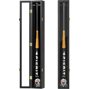 Picrit 39.3x4.9 Baseball Bat Collectible Shadow Box Display Case with Tempered Glass & Metal Latch Lock, Acrylic Baseball Stand, Vertical/Horizontal Hanging for Precious Sports Memorabilia, 1 Pack