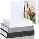 Tioncy 3 Pcs Fake Book Box Neutral Linen Book Box Decorative Faux Prop Storage for Farmhouse Home Decor shelf Table Card Photo DIY Keepsake Gift(Multi Sizes,Black, White, Dark Gray) (8.6 x 6.1 x 1.8 Inch)