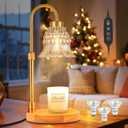 Candle Warmer Lamp with Timer & 3 Bulbs, Dimmable Electric CandleLight Adjustable Height and Brightness Candle Wax Warmer for Jar Candles Bedroom Home Decor House Warming Gift for Women (Amber)