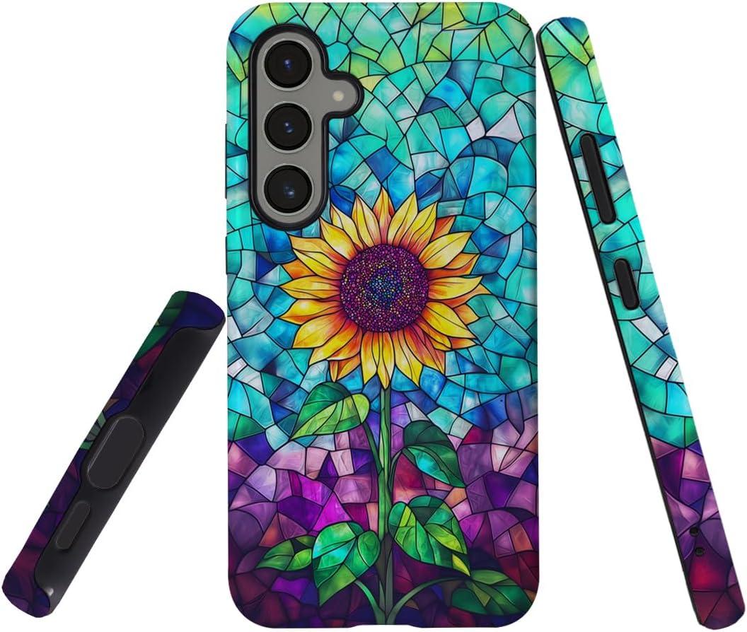 for Samsung Galaxy S23+ Case 2-in-1 Glossy All Inclusive Anti Fall Doublelayer Protection Soft TPU+PC Back Pattern Case Compatible with Samsung Galaxy S23+ 6.6inch for Girls Bright Sunflower