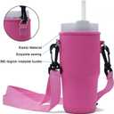 14oz Cup Carrier Bag with Strap, Pouch Bag Compatible with Stanley CUP 14oz, Durable and Portable Cup Holder for Kids, Adjustable Travel Carrying Bag(Black) (1Pack)