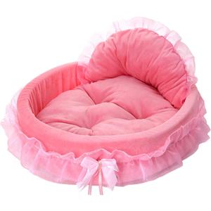 Pink Dog Bed Washable Princess Cat Couch Soft Plush Pet Sofa Nest Mat Snuggle Kitten Puppy Cave Beds Cute Cozy Kitten Doggy Kennel Cushion Small Medium Dogs Cats Sleeping Pad (L, Pink)