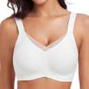 WOWENY Wireless Bras for Women No Underwire Push Up Bra Comfort Seamless Full Coverage Bralettes with Support Everyday Bra (White, S)