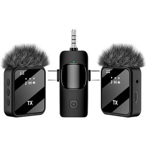 3-in-1 Mini Wireless Lavalier Microphone for iPhone, Android & Camera - Ideal for Vlogging, Content Creation & Video Recording with AI Noise Reduction, 328ft Range & 20H Battery Life