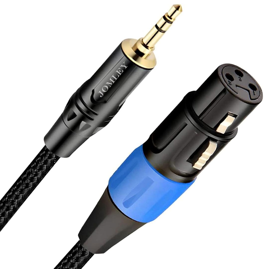 XLR to 3.5mm Cable 10ft, Unbalanced Regular Female XLR to 1/8 inch Stereo Jack Aux Microphone Cable Mic Cord for Cell Phone, Laptop, Speaker, Mixer