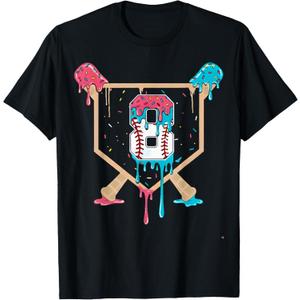 Baseball 8 Year Old Ice Cream Drip 8th Birthday Boys Player T-Shirt. M Size