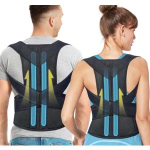 Fitsupport Back Brace Posture Corrector for Women and Men Back Lumbar Support Shoulder Posture Support for Improve Posture Provide and Back Pain Relief XLarge (Pack of 1) (Black)
