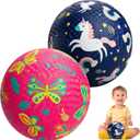 U&C Planet Playground Balls for Toddlers 1-3, 2 Pack 6 inch 8.5 inch Kickball for Kids Outdoor Indoor, Catoon Rubber Balls with Pump, Child Gift for Boys Girls 1-3 3-5 5-10
